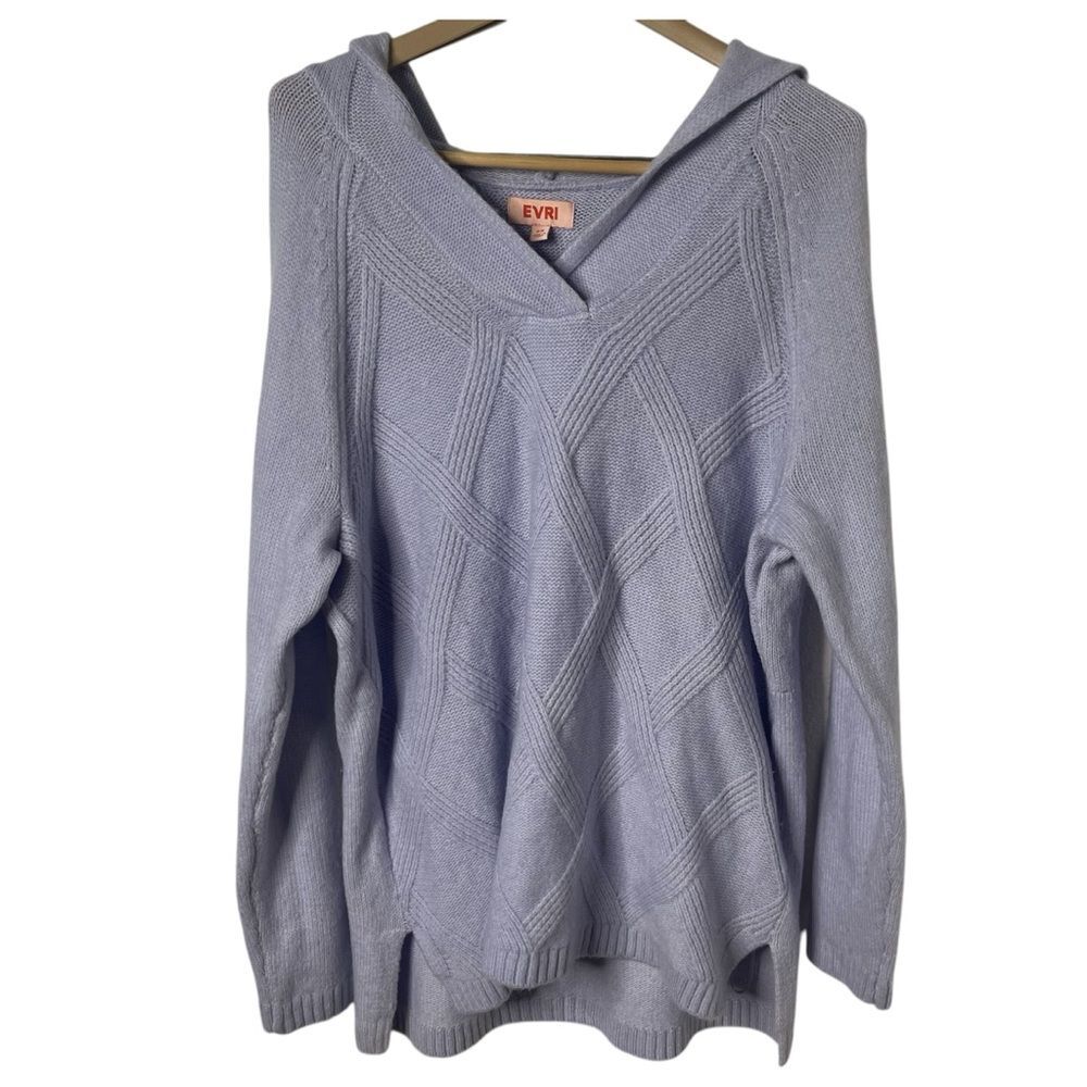 Evri hoodie sweater light pastel purple v neck size 0X Plus or US12W